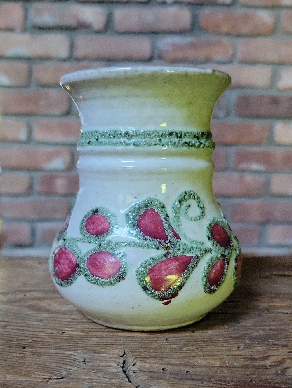 Vintage Strehla Keramik Handcrafted East German Textured Blasenglasur Vase